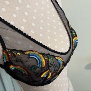 Savage X Fenty Black Rainbow Embroidered Bralette 🌈🏳️‍🌈Pride Edition